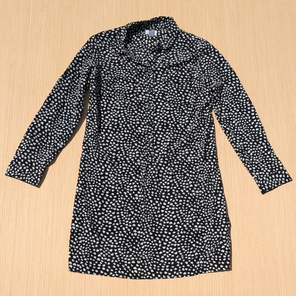 Old Navy Hearts Lightweight Long Sleeve Button Up Shirt Dress Women's Large‎